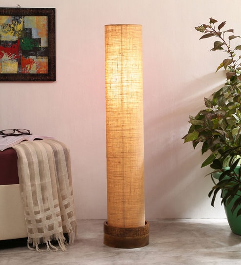 Ventus Beige Jute Shade Column Floor Lamp With Wood Base Offers & Cashback