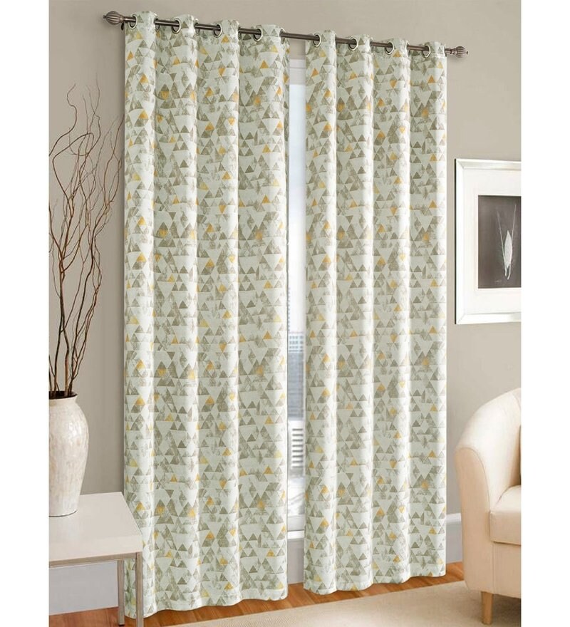 Buy Champagne Polyester 42 X 96 Inch Door Curtain Set Of 2 By