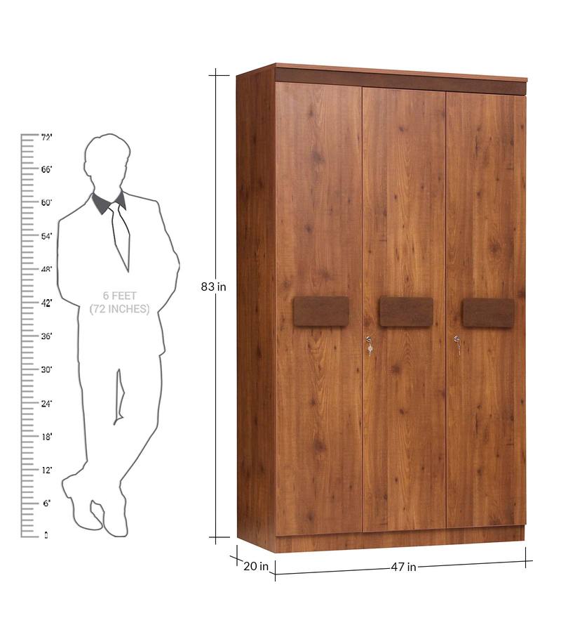 Buy Benson Three Door Wardrobe In Walnut Finish By Peachtree