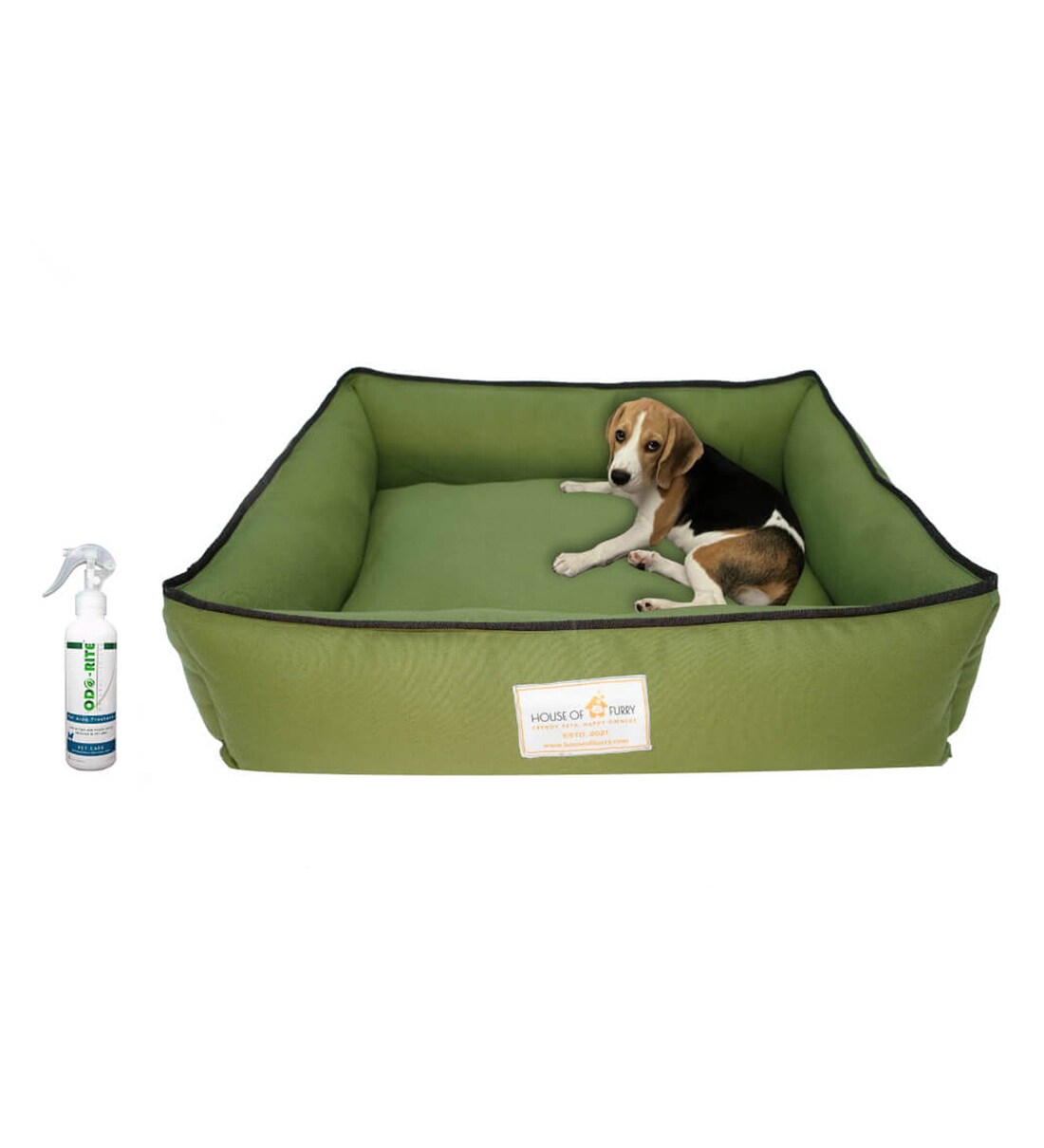 Buy Birlu Medium Green & Black Cotton Linen Bolstered Pet Bed Online Dog Beds Pets