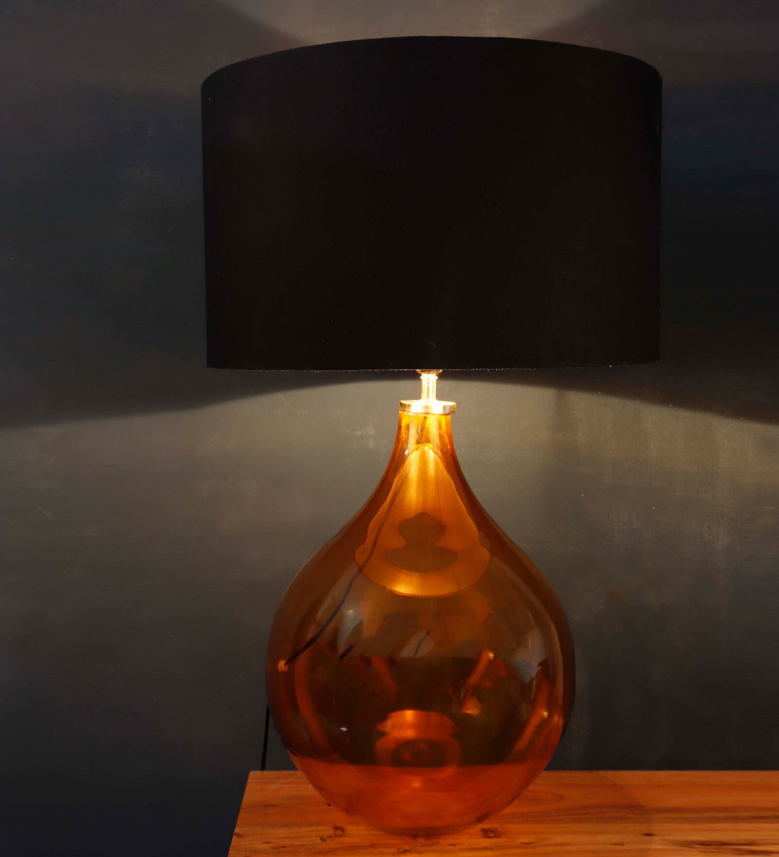 Buy Big Bump Black Fabric Shade Table Lamp with Red Base by Grated