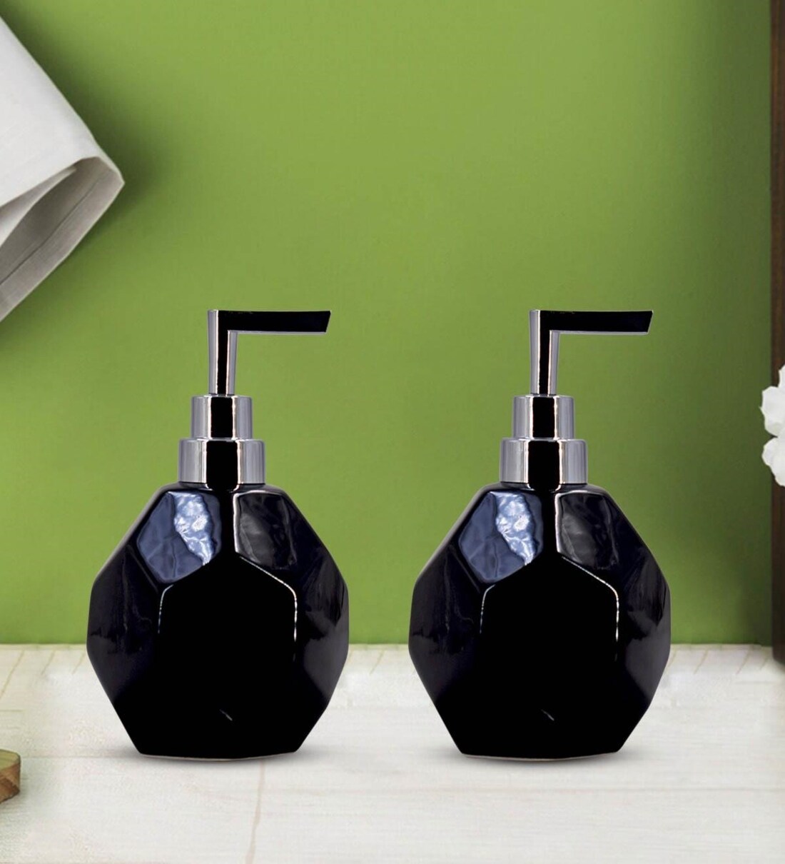 Buy Black 300 ml Ceramic Liquid Soap Dispenser (Set of 2) by Kookee at 20 OFF by Kookee Pepperfry