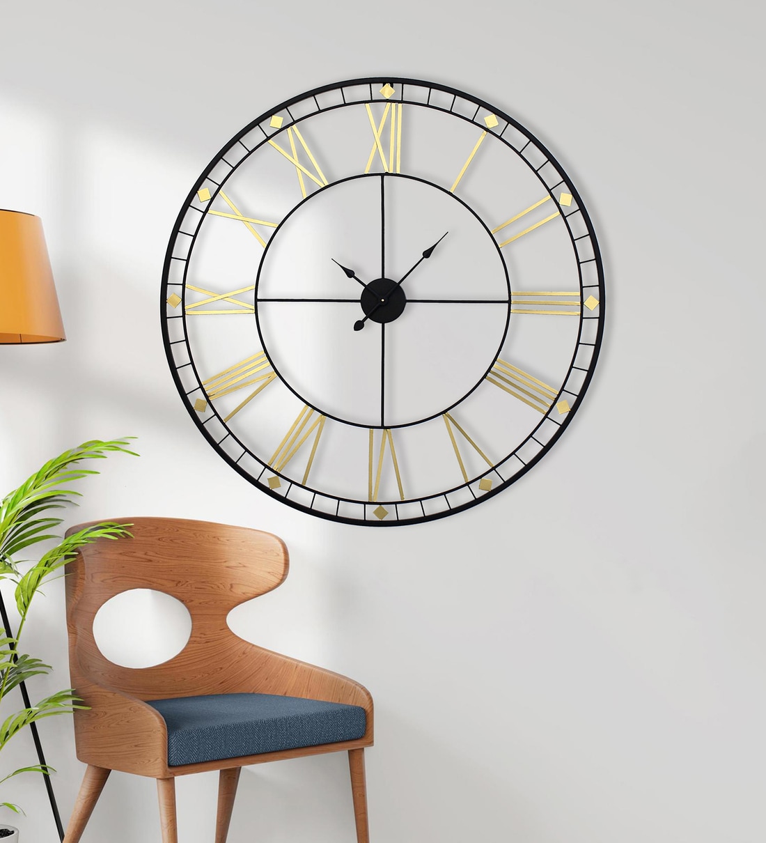 Buy Black And Gold Metal Analog Wall Clock Online Modern Wall Clocks