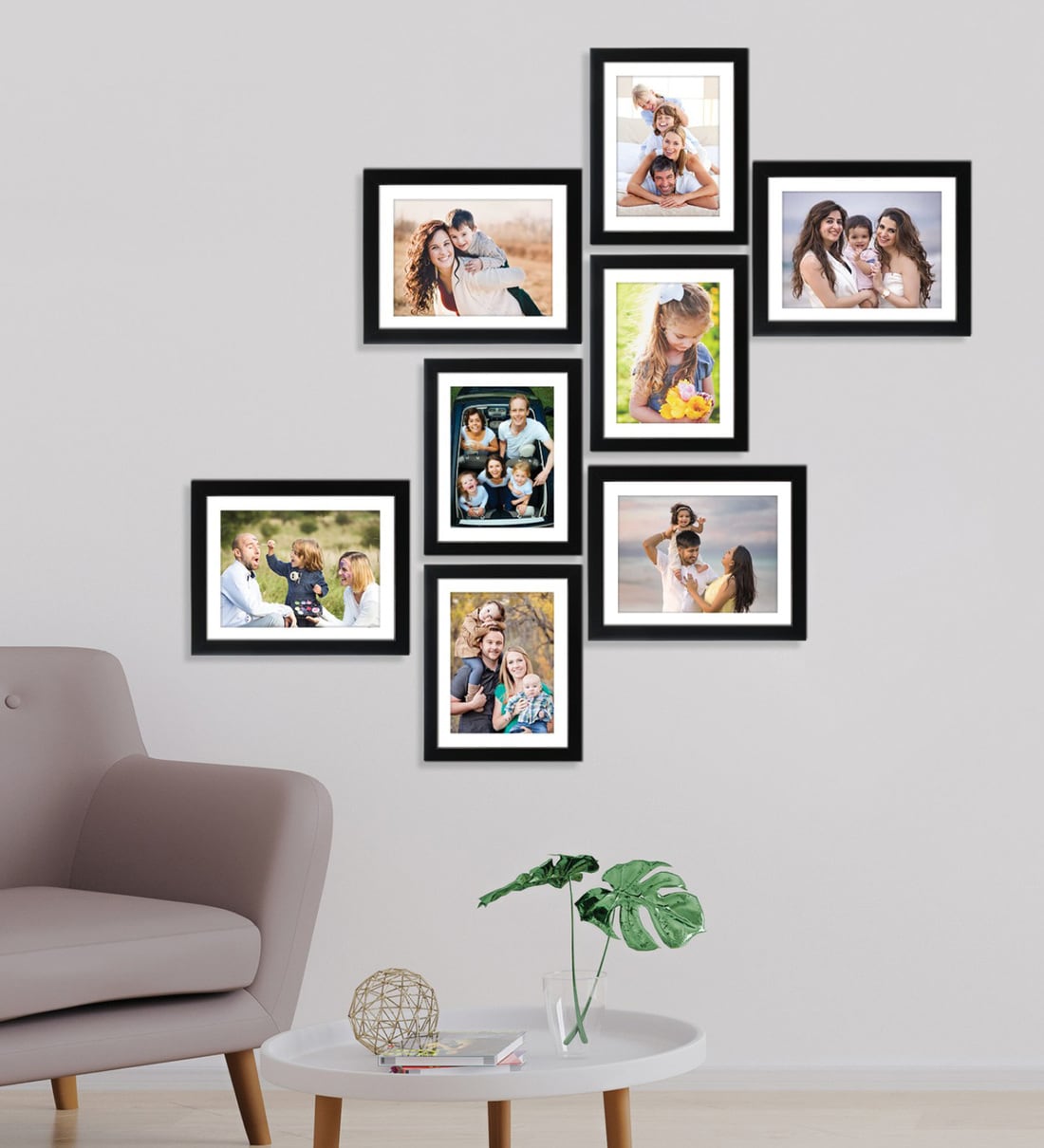 Buy Black Engineered Wood Collage Photo Frames, Set of 8 by Random at