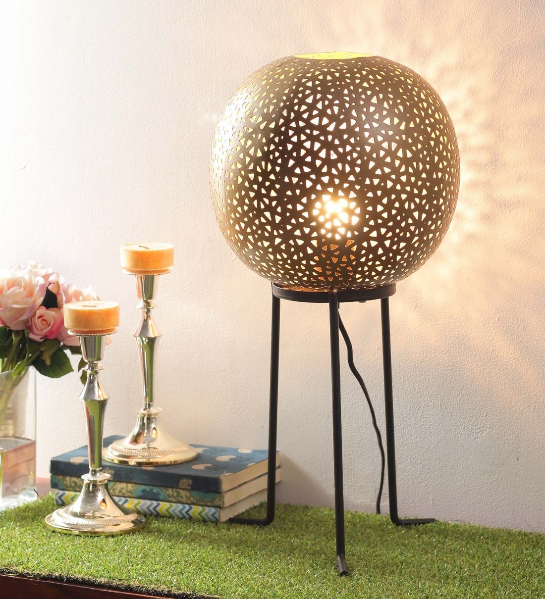 Buy Zana Black Metal Shade Table Lamp with Black Base CasaCraft By