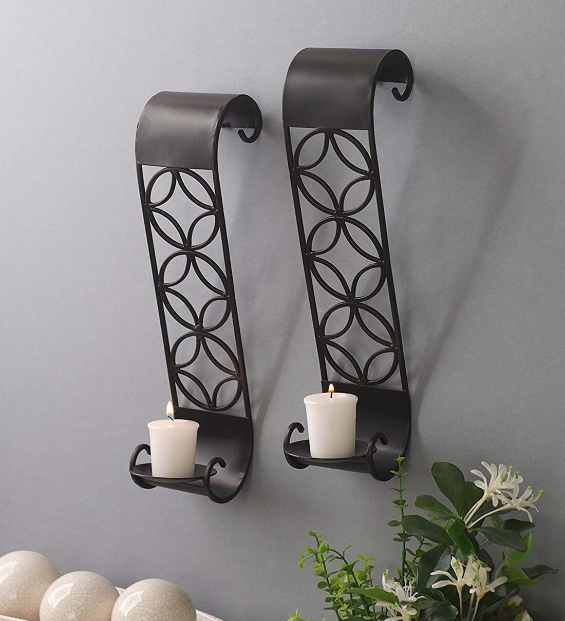 Buy Black Iron Wall Candle Holder Set Of 2 Pieces at 29 OFF by Hosley