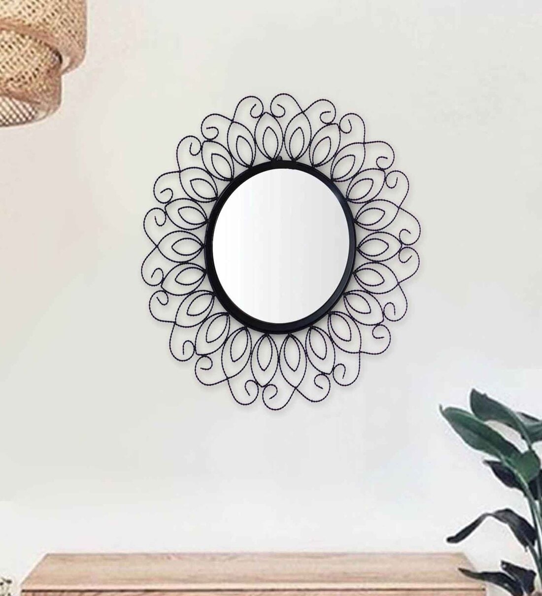 Buy Black Iron Decorative Wall Mirror by GIG Handicrafts at 32 OFF by