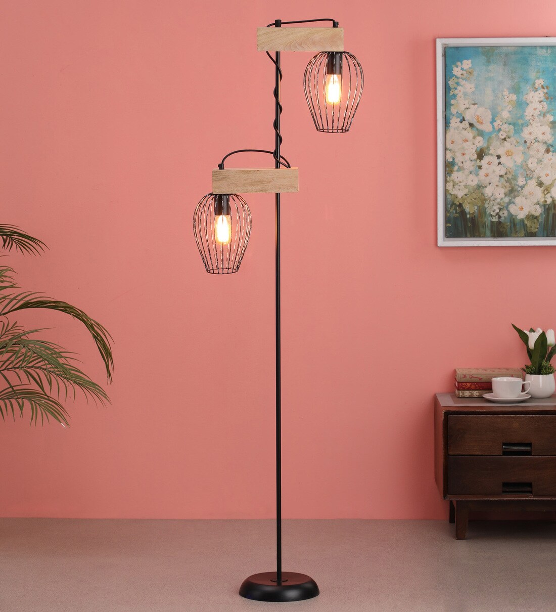 Buy Black Metal Shade Floor Lamp With Black Base By Kingsmarque at 51