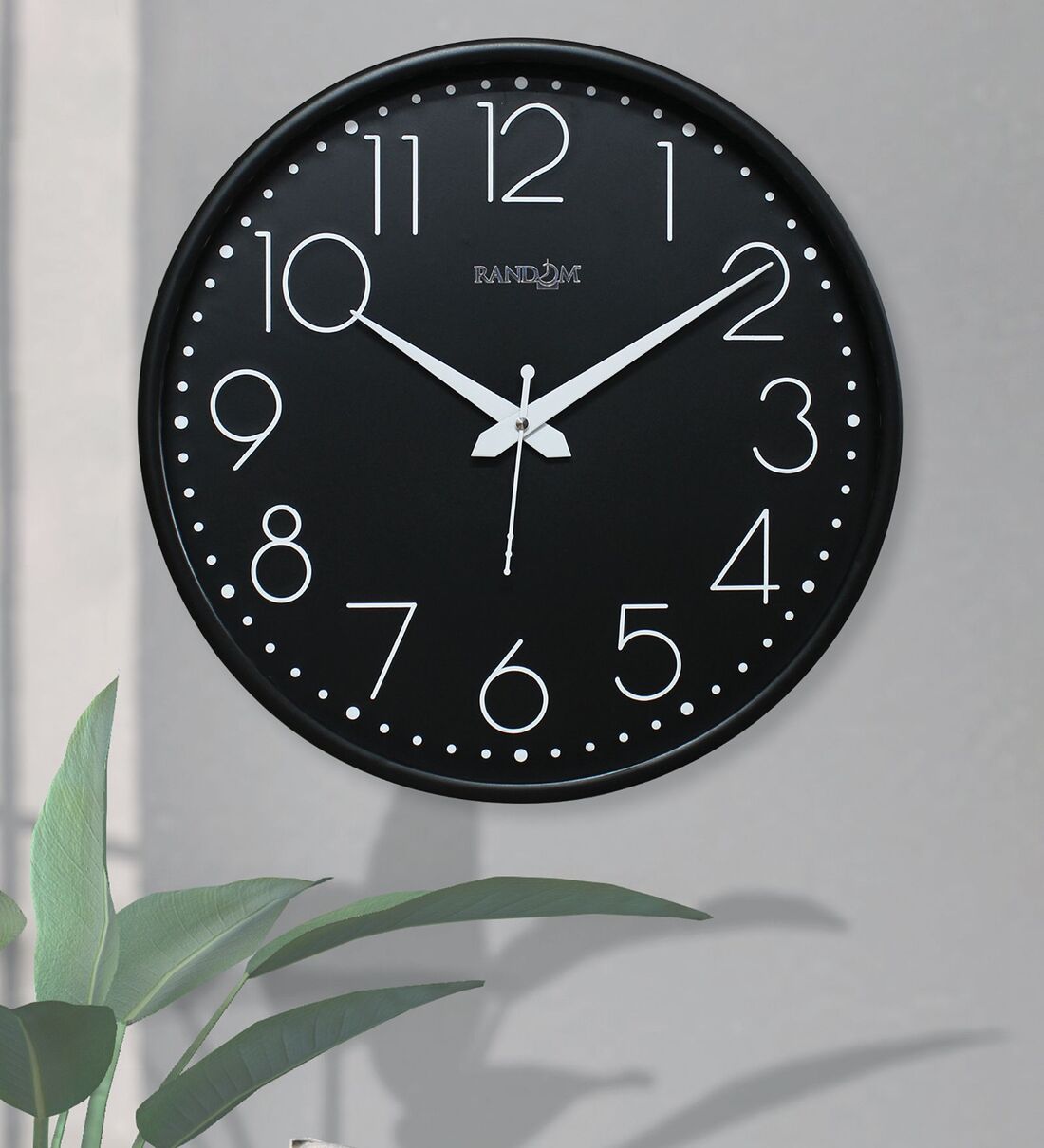 Buy Black Plastic Embossed Modern Wall Clock Online - Modern Wall ...