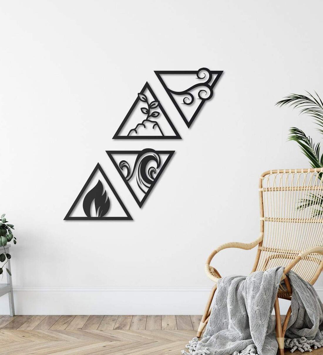 Buy Black Steel 4 Element Triangle Shape Wall Art at 13 OFF by