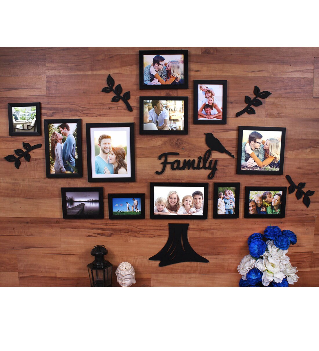 Buy Black Solid Wood Als Set Of 12 Collage Photo Frames Online