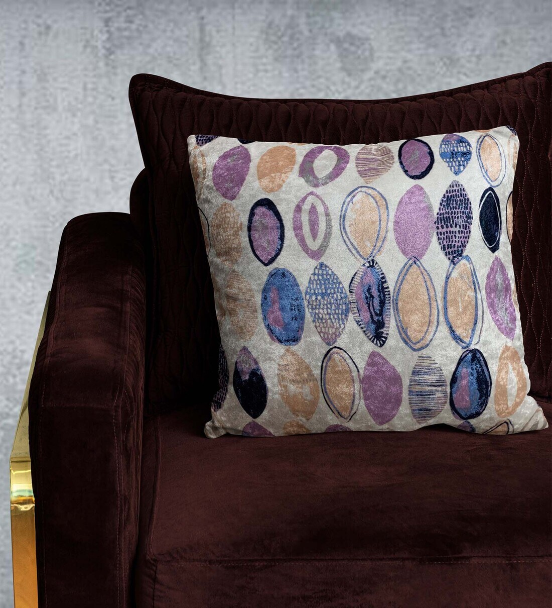 Buy Blue Geometric Velvet 16 x 16 Inches Cushion Cover by Tasseled Home