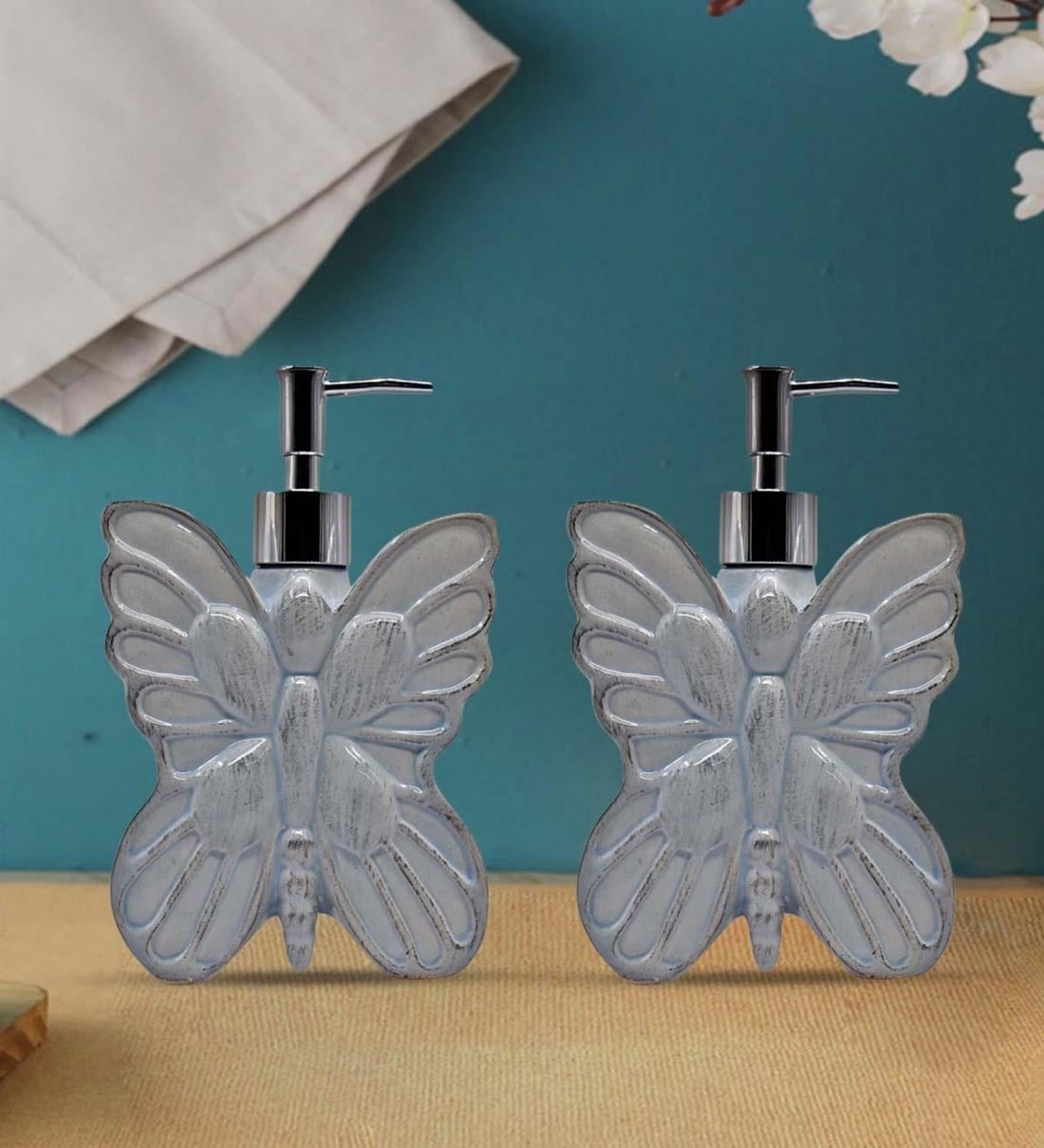 Buy Blue 300 ml Ceramic Liquid Soap Dispenser (Set of 2) by Kookee at 20 OFF by Kookee Pepperfry