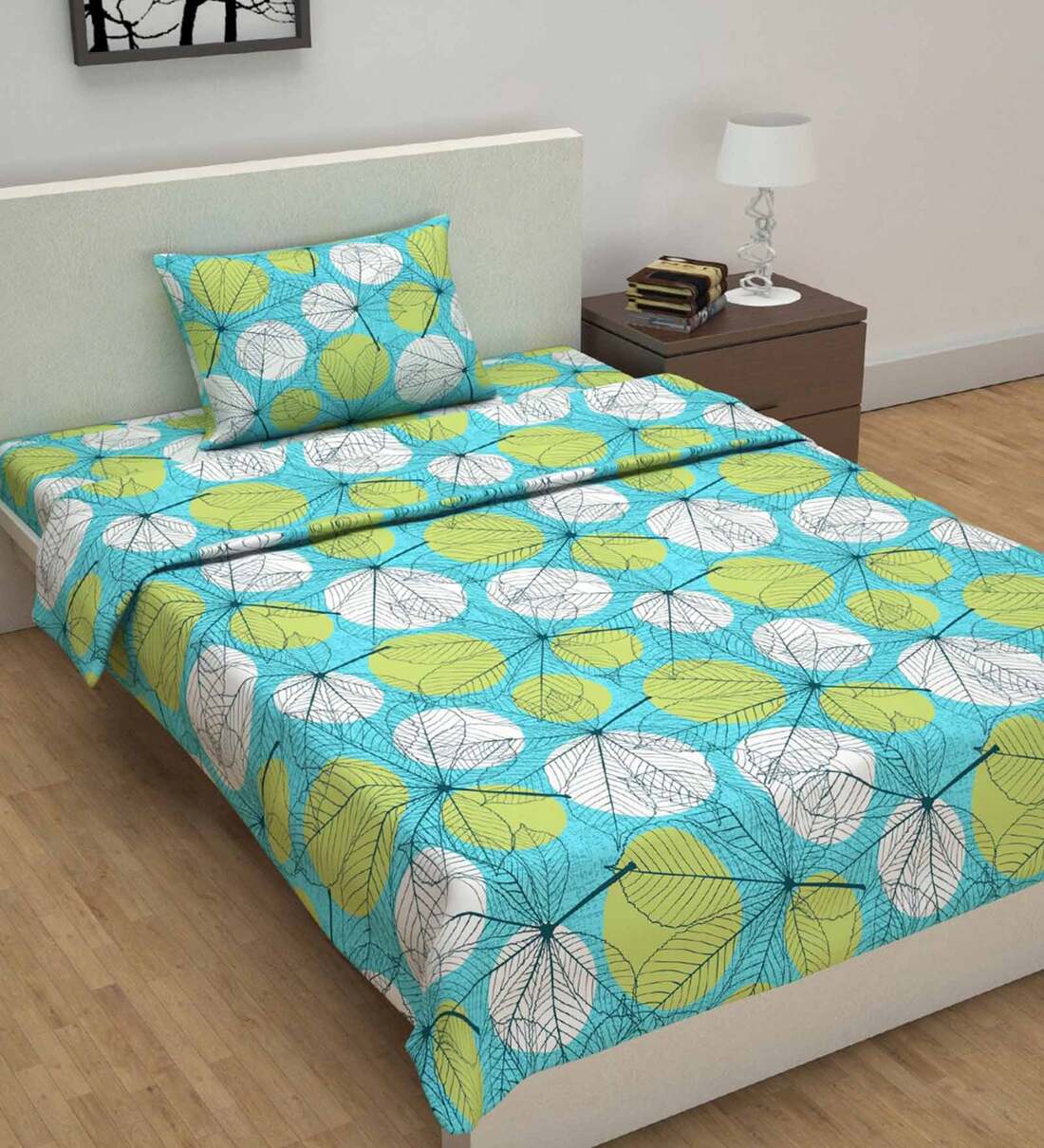 Buy Blue Floral 144 TC Cotton 3 Pieces Bedding Set Sense Rosy