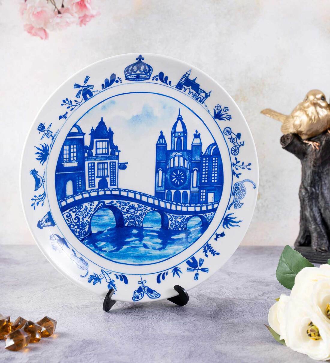 Buy Blue Pottery Inspired Wall Plate By Kolorobia Online Showpieces