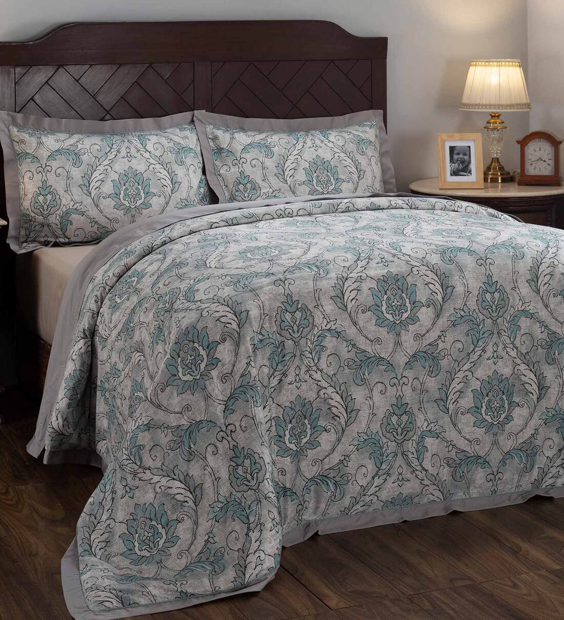 Buy Blue Traditional Cotton Double Bed Duvet Cover With 2 Pillow Covers