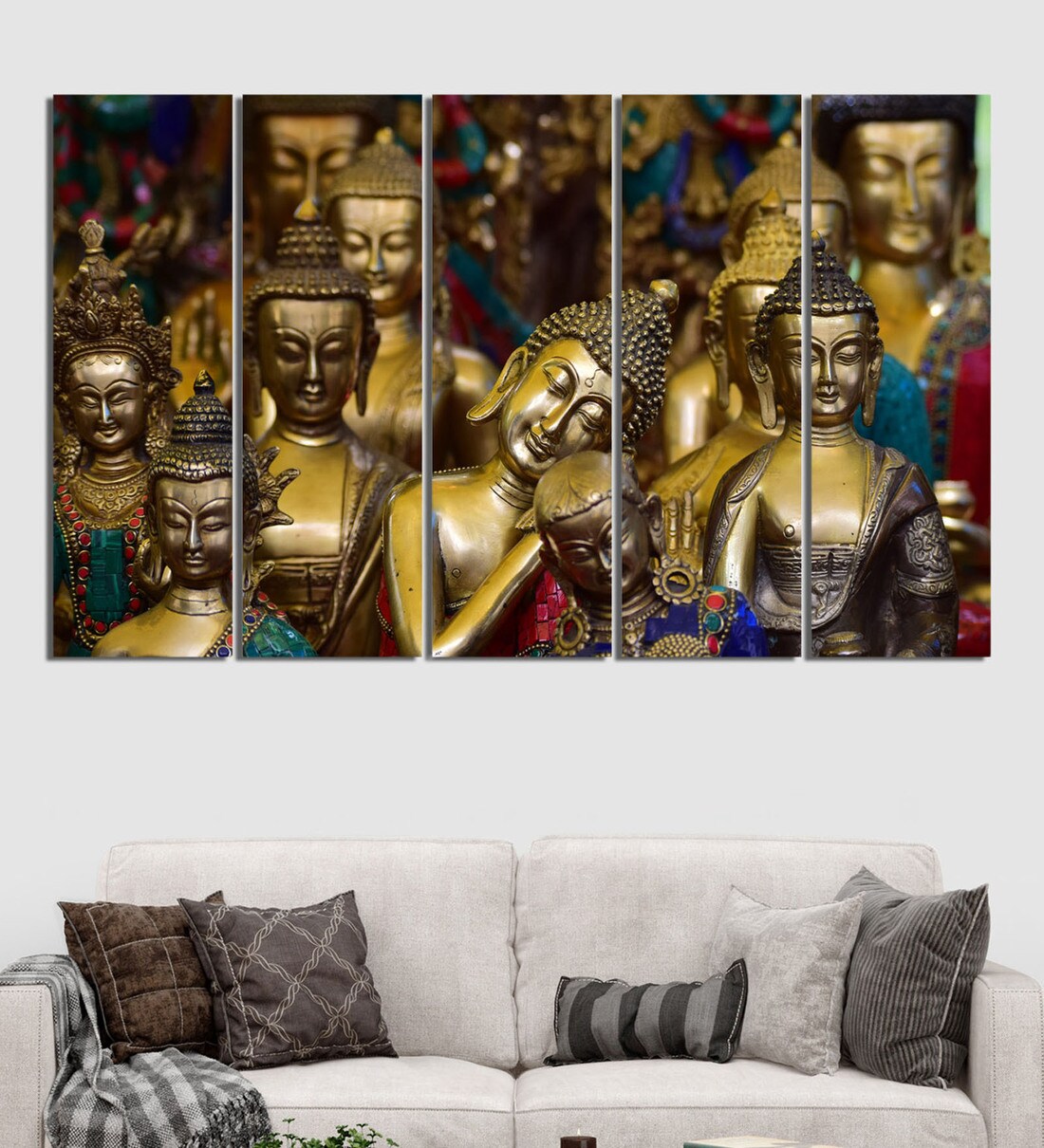 Buy Artist Blue Wood Framed Spiritual Art Panel Set of 5 at 19 OFF by