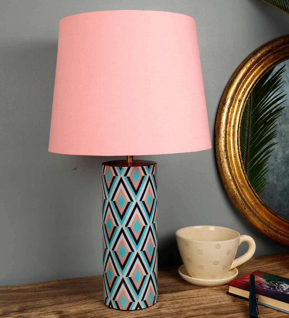 Buy Pink Shade Table Lamp with Mdf Base by Grated Ginger Online