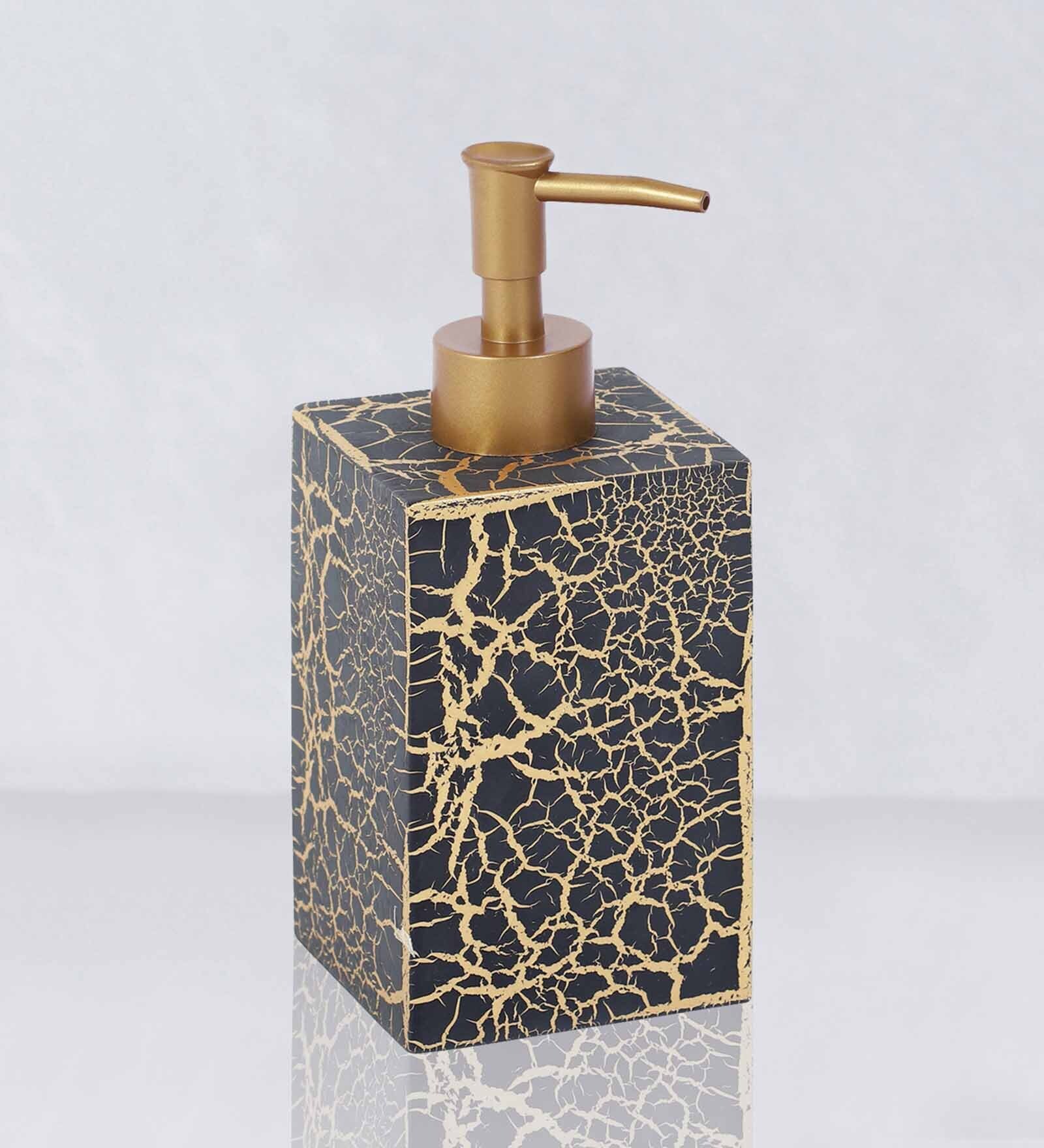 Buy Black And Gold Polyresin Soap Dispenser (260 Ml) Online - Soap ...