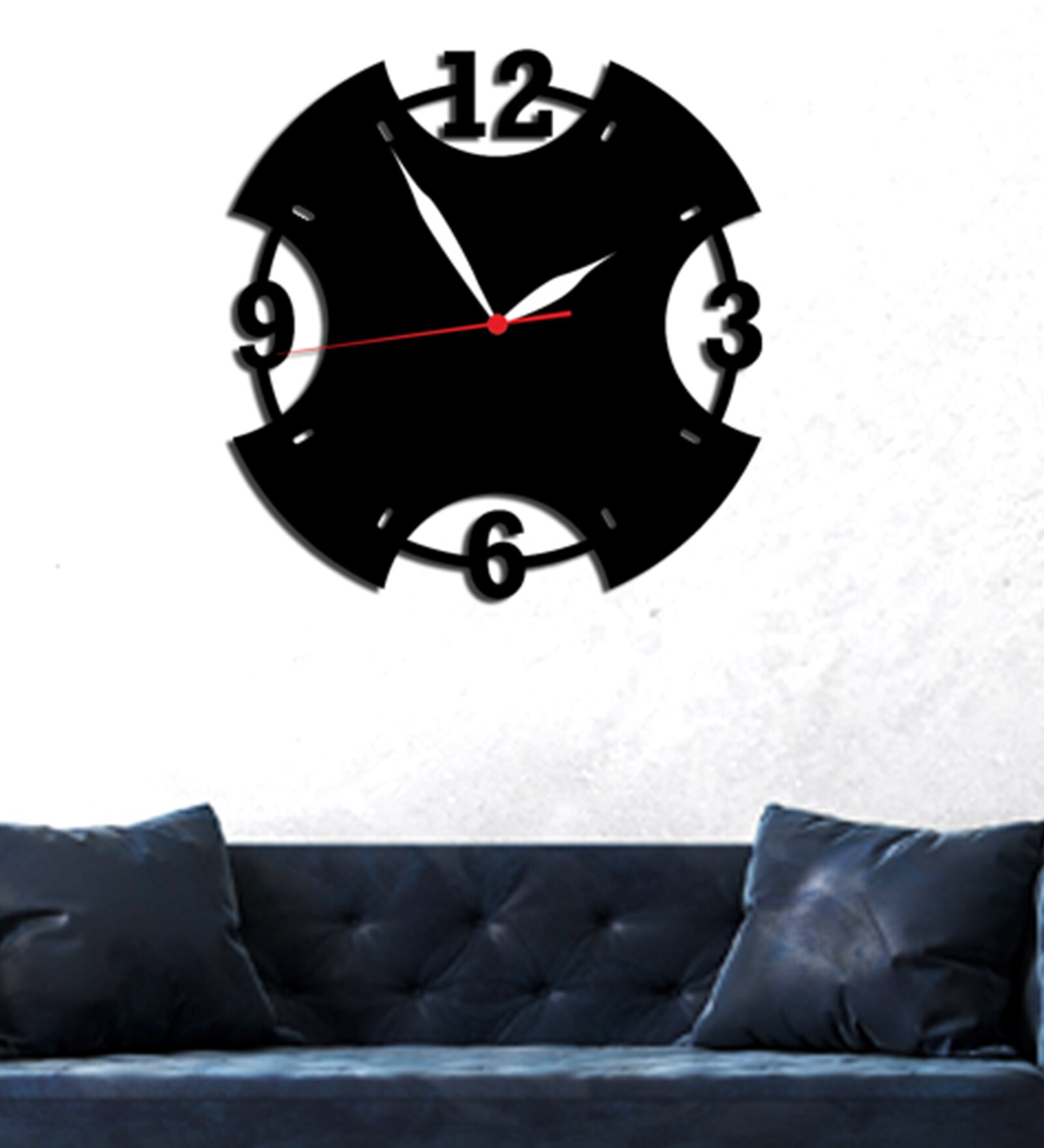 Buy Black Engineered Wood Analog Wall Clock by DecoreMantra Online