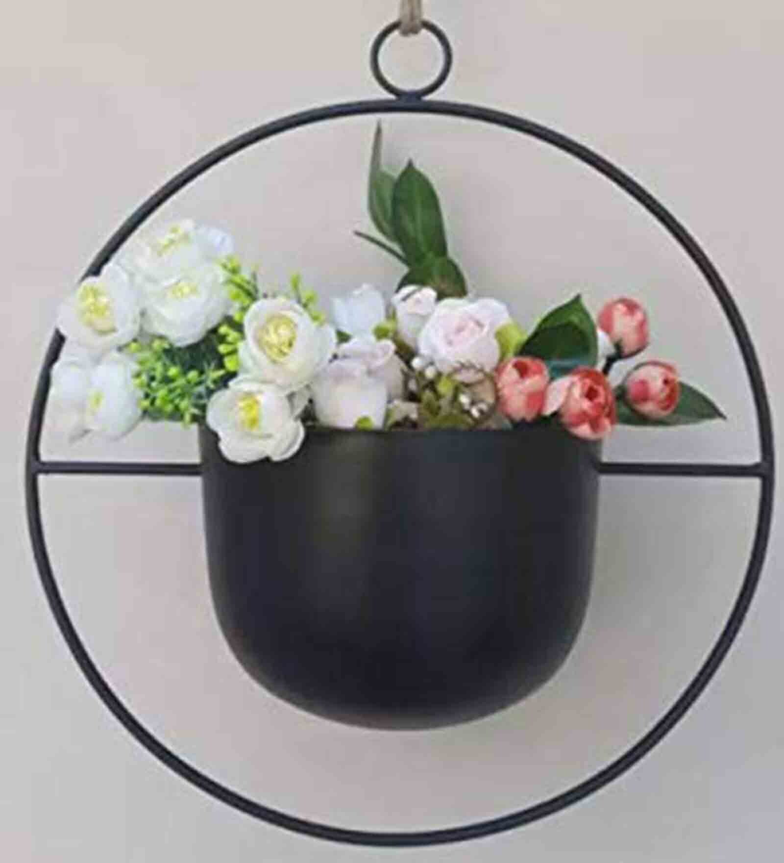 Buy Black Metal Hanging Planter by Niyara Online Hanging Planters