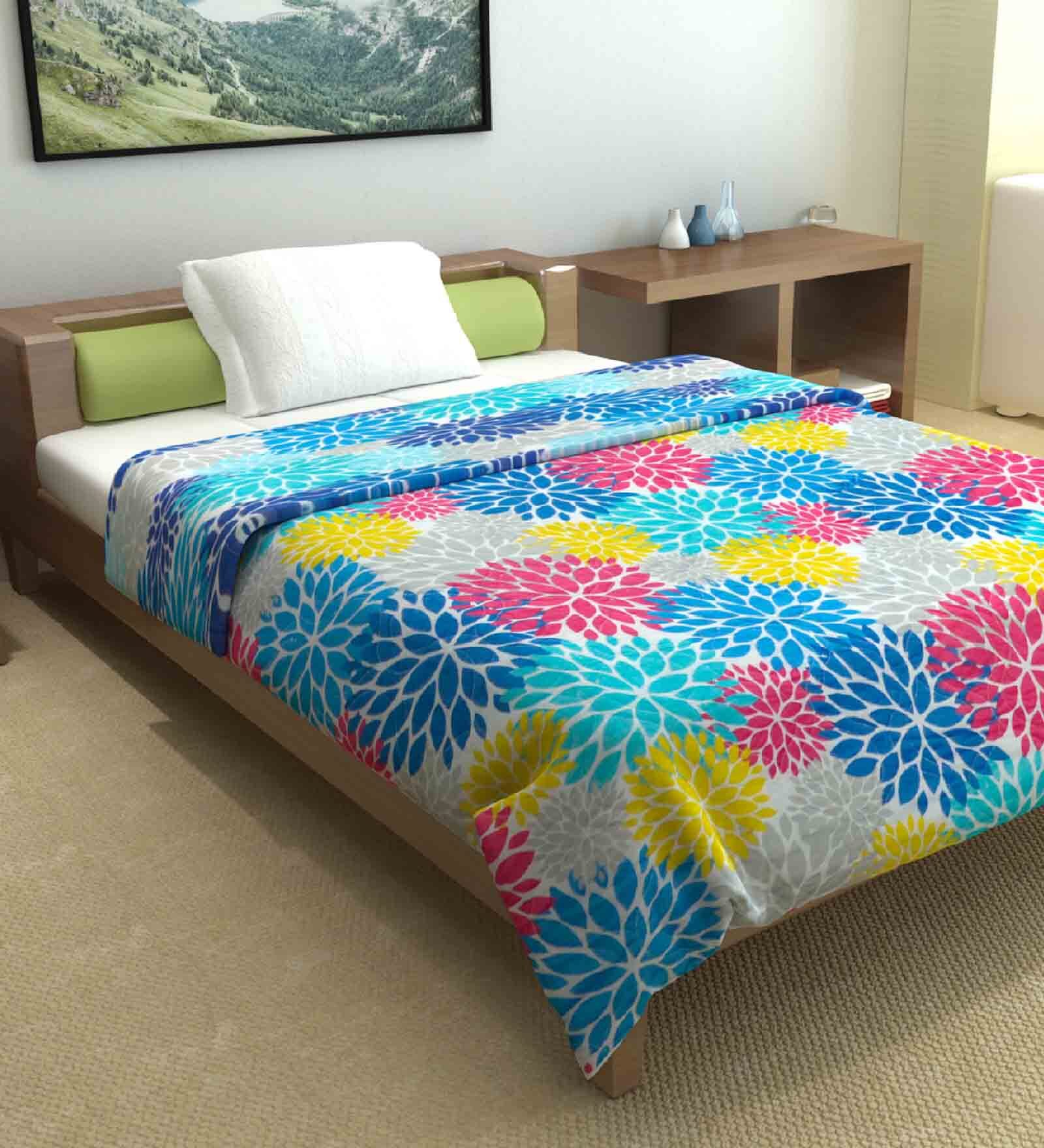 Buy Multicolor Cotton 120 Mild Winter Single Bed Comforter by Divine