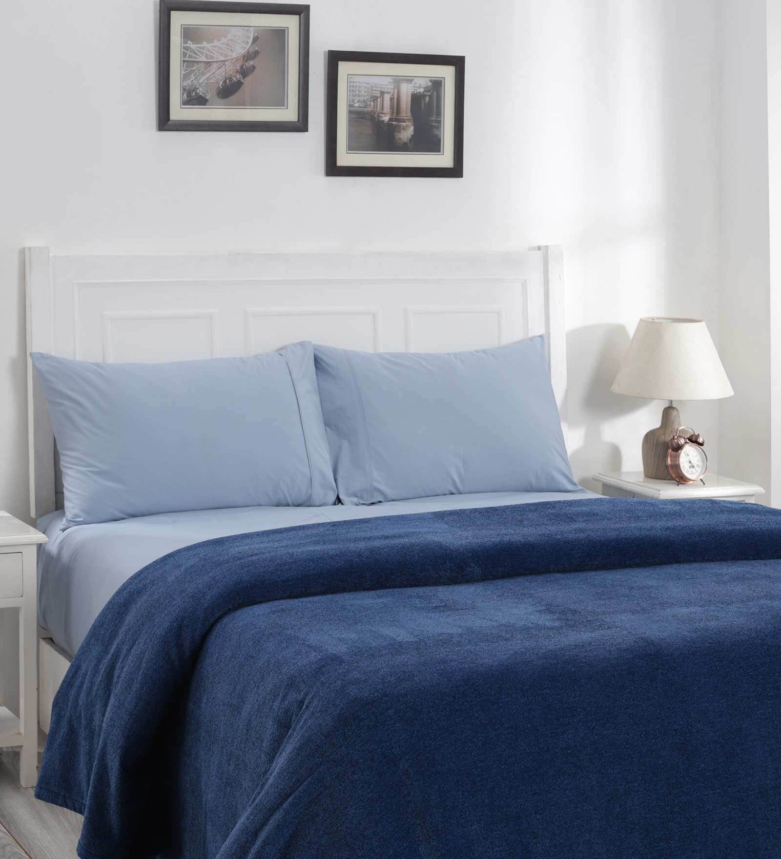 Buy Blue Solid 110 TC Cotton Double Bed Cover by Maspar at 100 OFF by