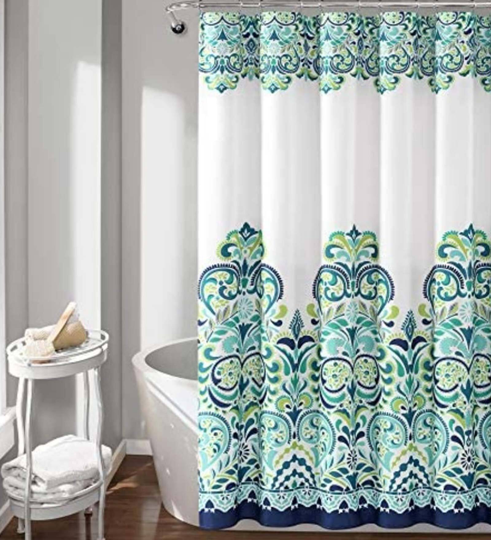Buy Blue Shower Polyester 6 Ft Semisheer Eyelet Shower Curtain by