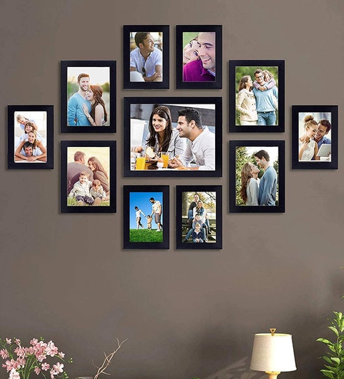 Buy Black Wood Willow Set Of 11 Collage Photo Frames Online - Collage ...