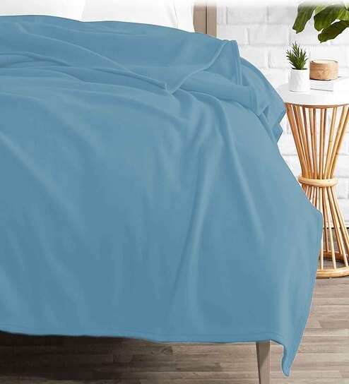 Blue Polyester Solid 140 GSM Single Polar Blanket Offers & Cashback