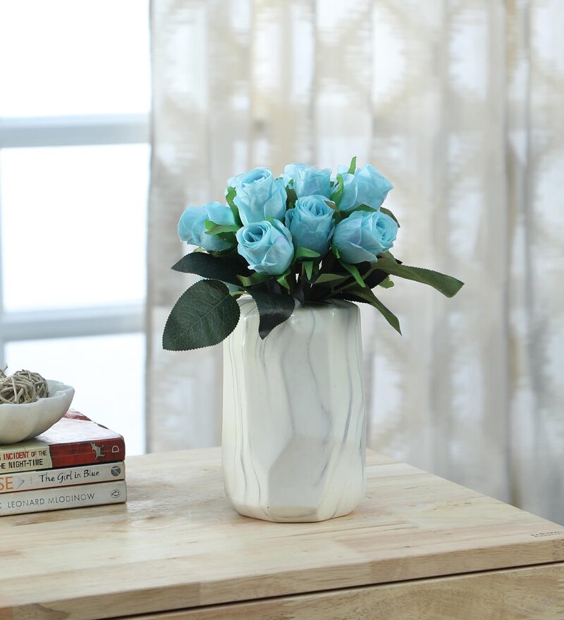 Buy Blue Fabric Artificial Bunch Artificial Flowers Online Artificial
