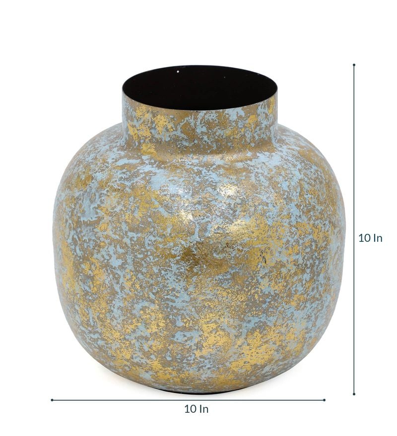 Buy Blue Gold Premium Flower Metal Vase By Cocovey Online Table