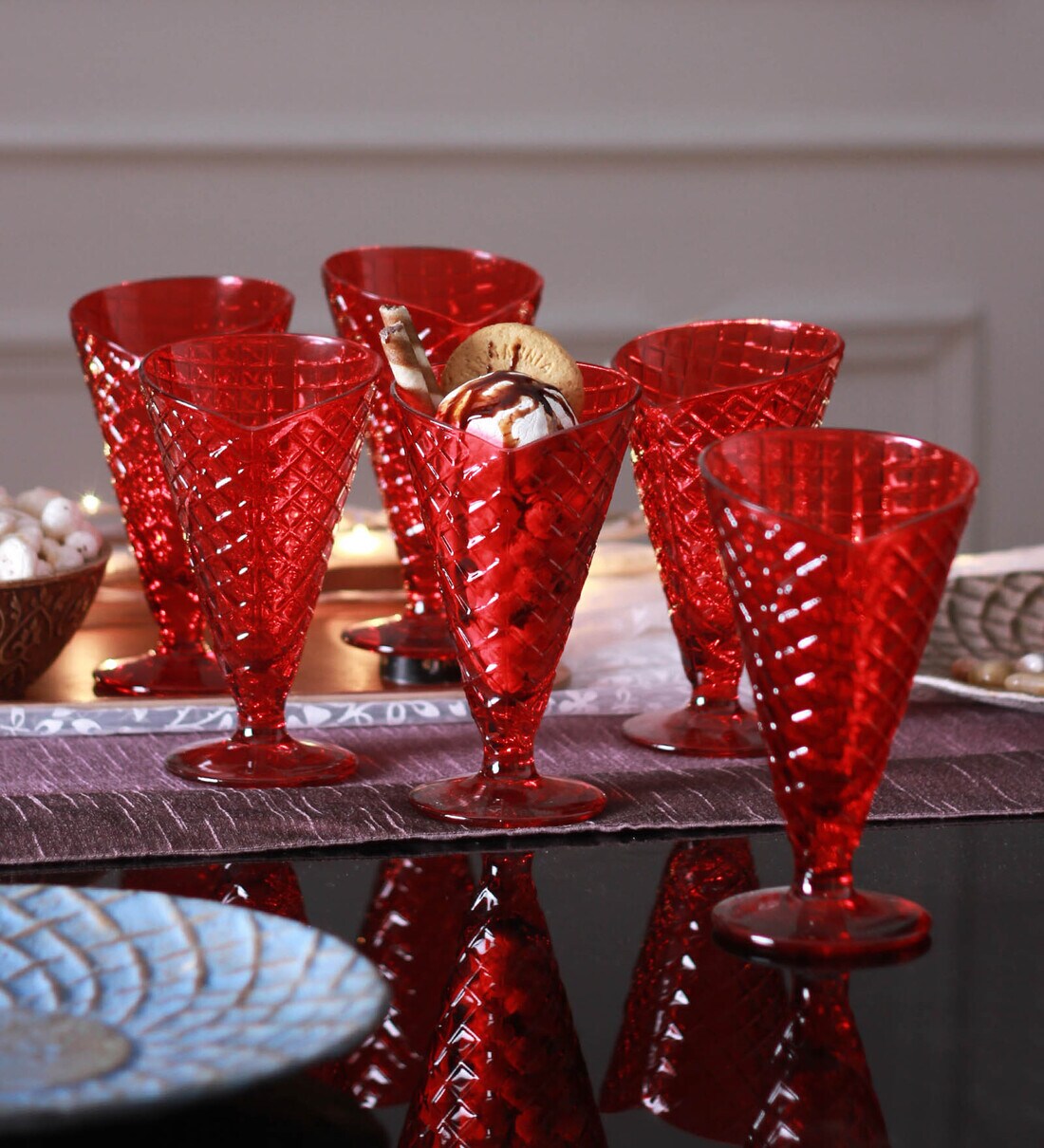 Buy Glass 280 ML Red Dessert Bowl - Set Of 6 by Bormioli Rocco at 25% ...