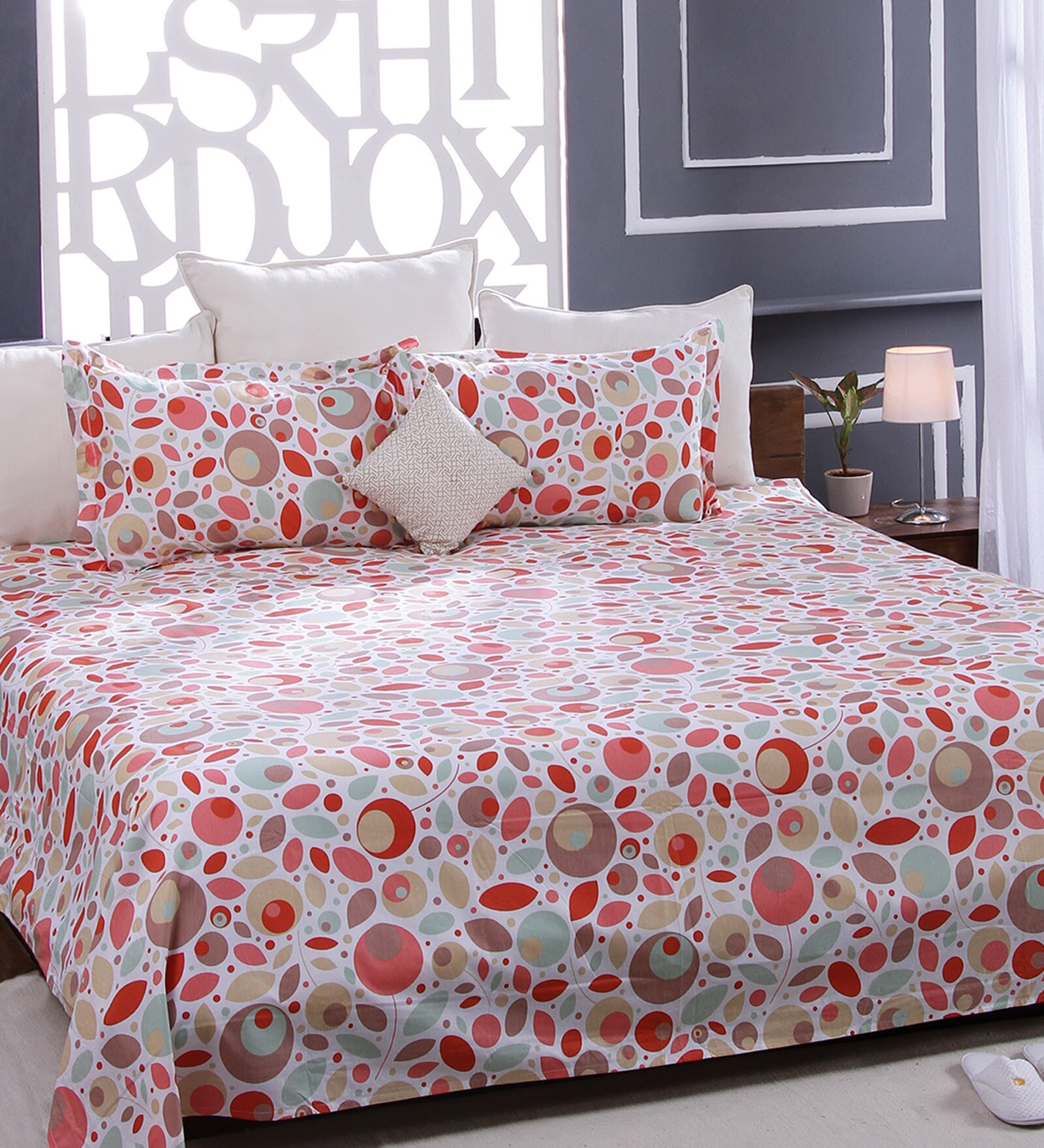 Buy Bombay Dyeing Multicolour 100 Cotton Queen Size Bed Sheet Set of