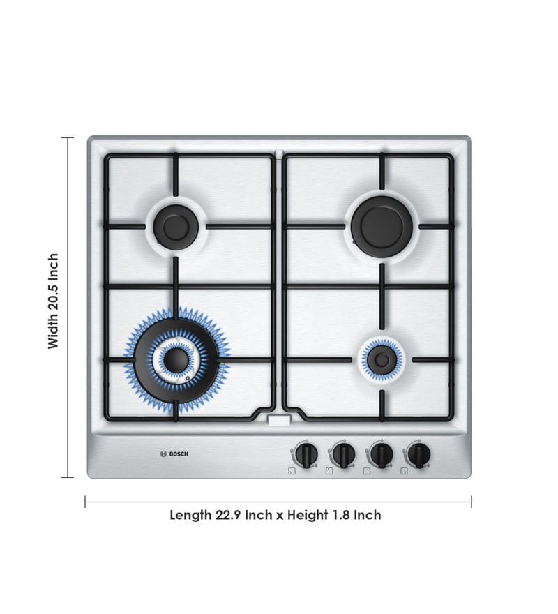 Buy Bosch 4 Aluminium Burners Stainless Steel Automatic Gas Hob