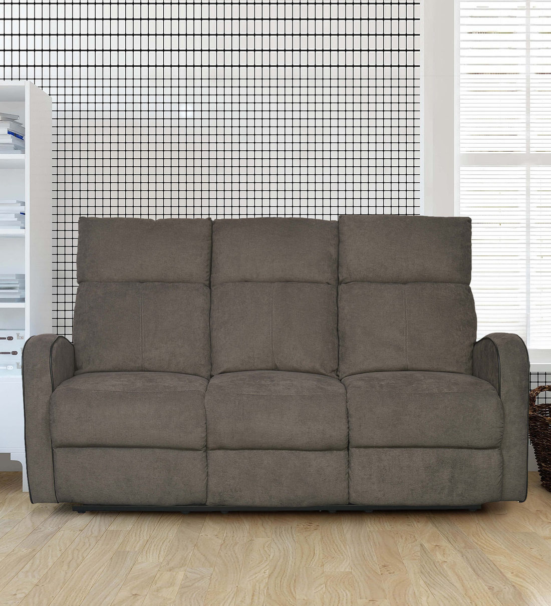 Buy Bradley 3 Seater Recliner in Grey Colour by Nilkamal Online