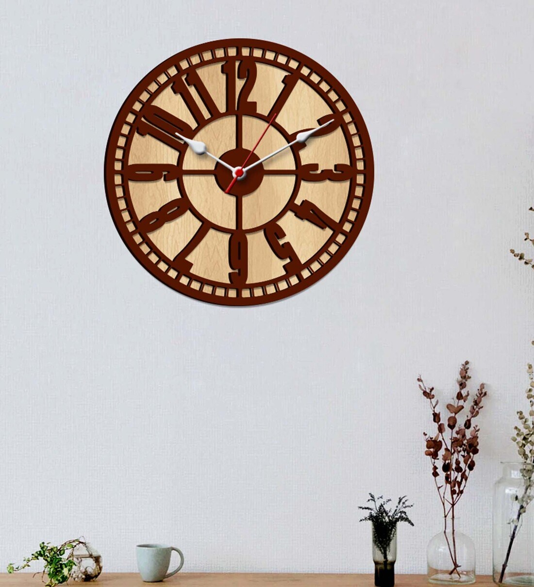 Buy Brown Engineered Wood Analog Wall Clock By WallMantra Online Modern Wall Clocks