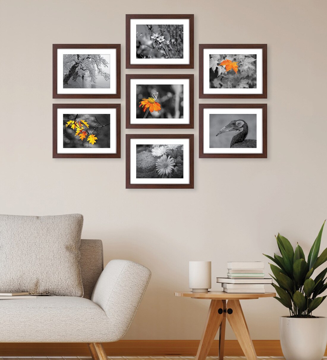 Buy Brown Engineered Wood S, Set Of 7 Collage Photo Frames at 35 OFF