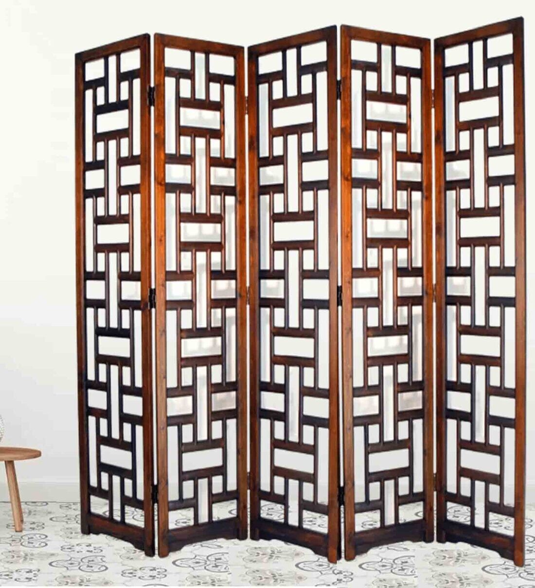 Buy Brown Mango Wood Electa And Mdf Handmade Room Dividers (Set Of 5