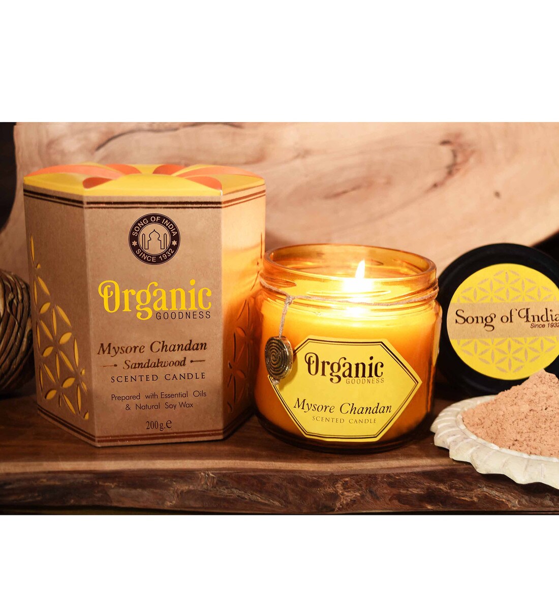 Buy Mysore Chandan Sandalwood Organic Scented Candle by Song of India
