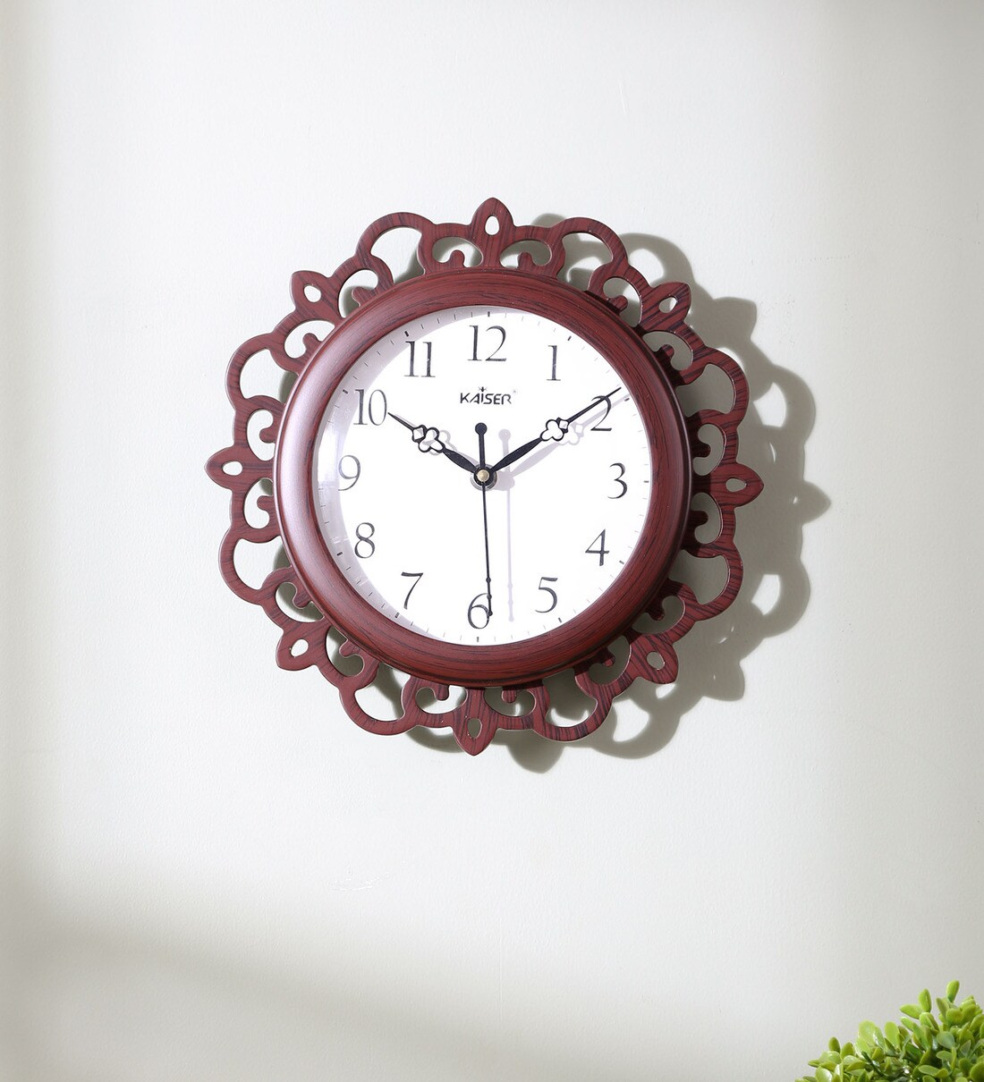 Buy Brown Wooden Round Shape Indian Ethnic Wall Clock By Kaiser Online