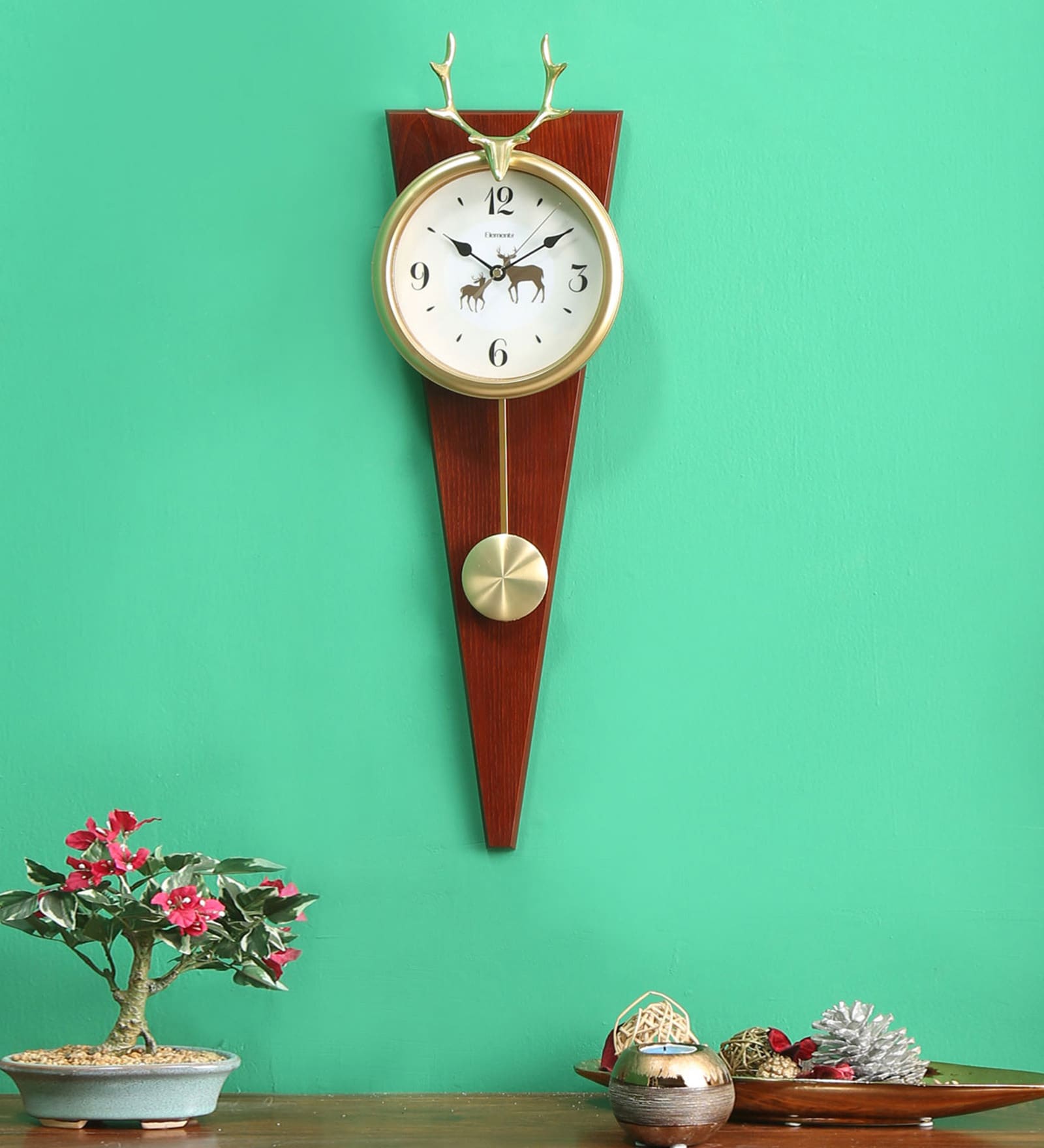 Buy Brown Stag Pendulum Wall Clock by home Online Modern Wall Clocks