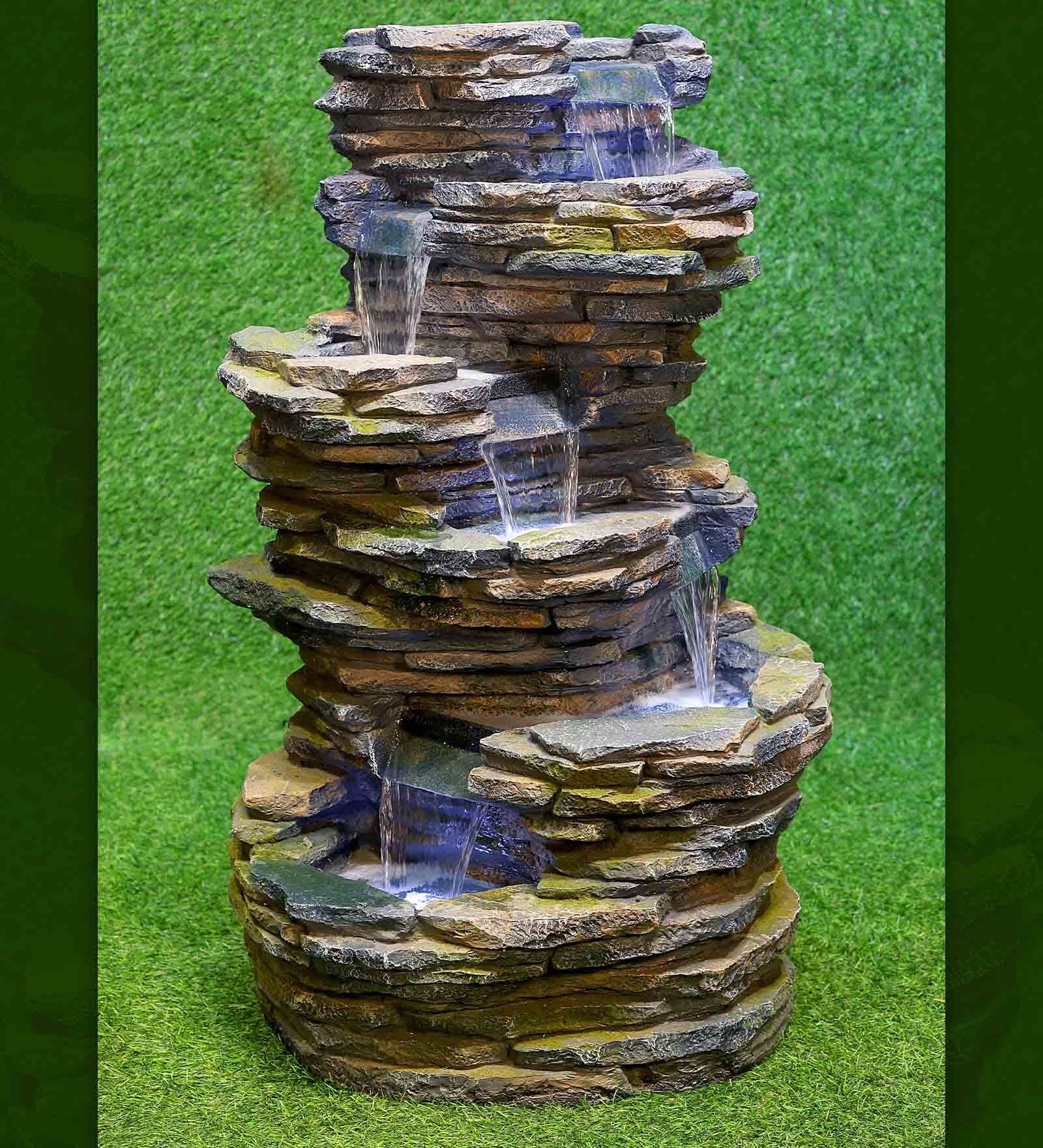 Buy 5 Layered Brown Sand Stone Indoor Water Fountain Online Indoor