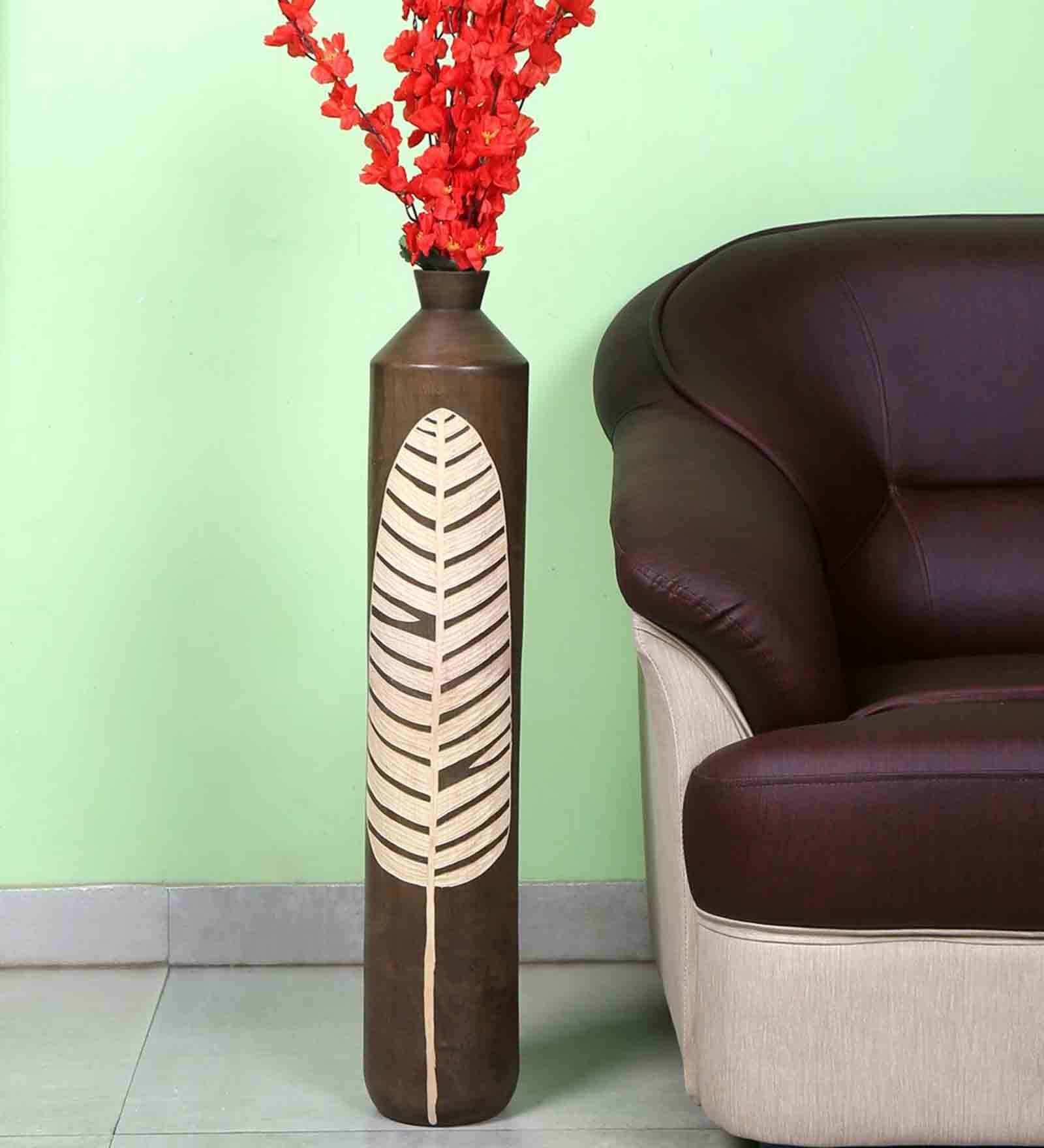 Buy Brown Wood Banana Leaf shaped Vase by home Online Vases Vases