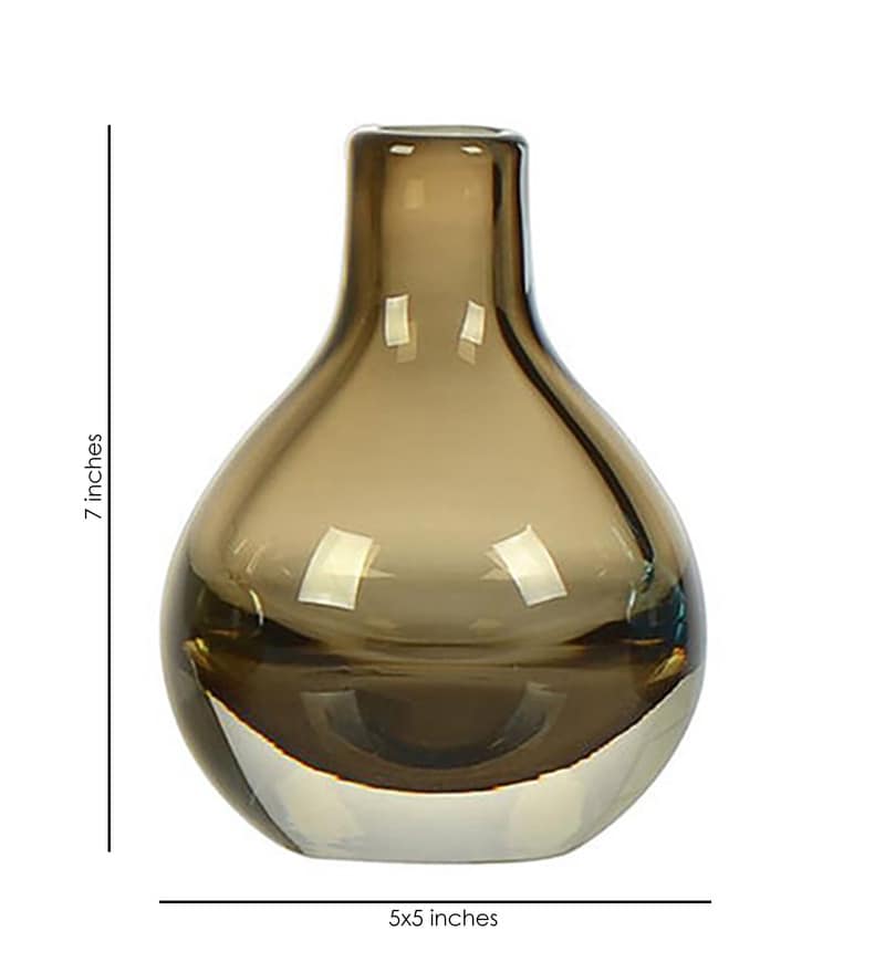 Buy Brown Hand Blown Art Solid Color Bud Glass Vase By Casamotion