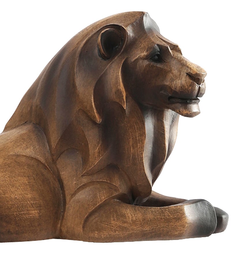 Buy Brown Polyresin Savannah Lion Desk Figrurine By Oddcroft