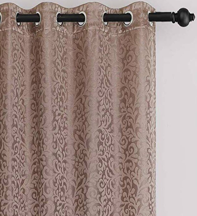 Buy Red Semisheer Polyester 5 Feet Loops Window Curtain By Deco