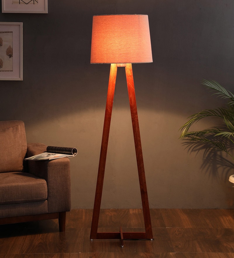 Without Shade Wooden Tripod Floor Lamp Base Only Mango Wood