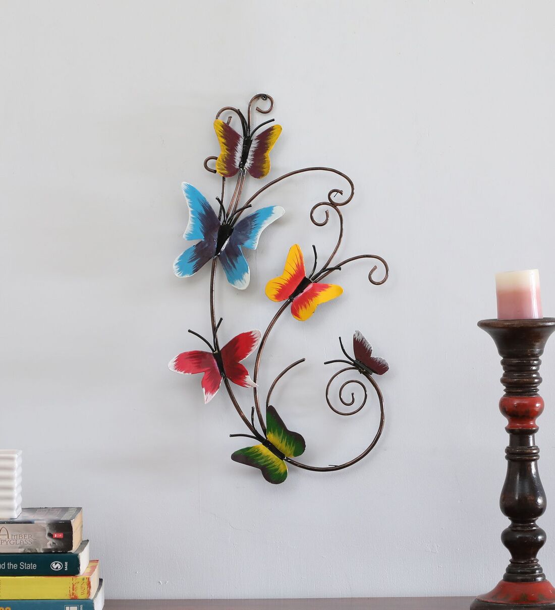 Buy Butterfly Multicolour Handmade Metal Wall Art by Home Decor