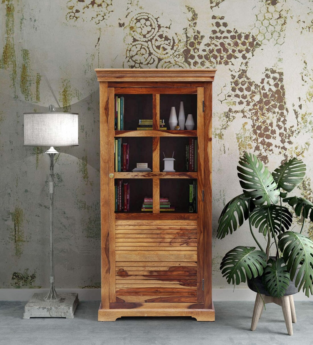 Buy Carleson Sheesham Wood Book Case In Rustic Teak Finish At Off